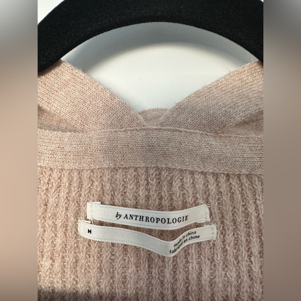 By Anthropologie Women’s Faux Wrap Sweater Medium Beige Ribbed Knit Long Sleeve - Picture 7 of 11